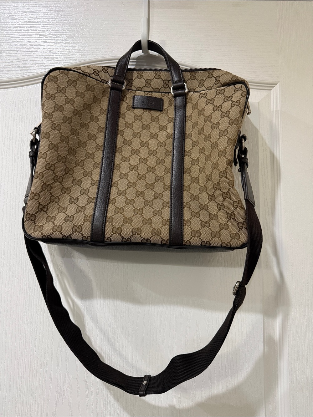 Gucci Beige and Brown GG Canvas Laptop Bag